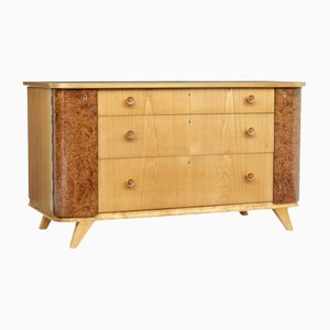 20th Century Swedish Elm & Burr Fitted Chest of Drawers
