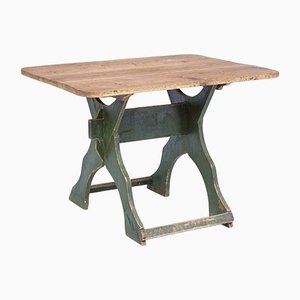 19th Century Swedish Painted Pine Trestle Table
