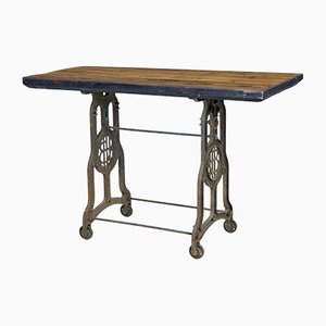 20th Century Industrial Cast Iron & Pine Work Table