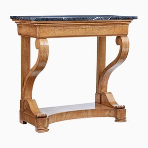 Mid 19th Century Swedish Elm Console Table with Marble Top