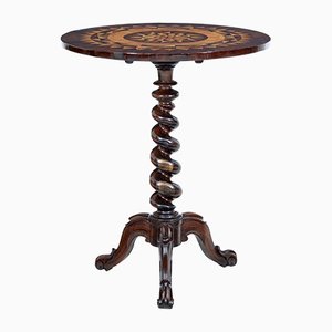 Early Victorian Walnut Inlaid Tilt Top Occasional Table, 19th Century