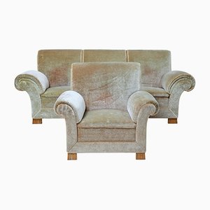 Art Deco Upholstered Armchair and Sofa