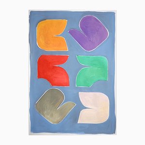 Natalia Roman, Fifties Block Shapes I, 2021, Acrylic Painting