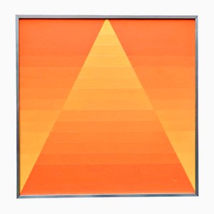 Georges Vaxelaire, Orange Geometric Composition, 1973, Oil on Canvas