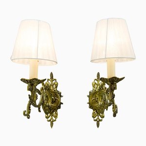 French Neoclassical Style Bronze Wall Lights, Set of 2