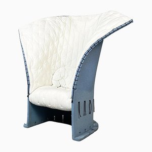 Mid-Century Modern Italian Blue Felt Feltra Lounge Chair by Pesce for Cassina, 1990s