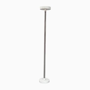 Lámpara de pie italiana Mid-Century de metal gris y blanco de Sottsass para Bieffeplast, años 80