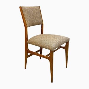 Mid-Century Italian Solid Oak Chair with Upholstered Seat and Back, 1960s
