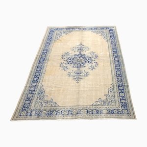 Vintage Boho Teppich in Beige & Blau