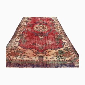 Antiker roter Teppich aus Baumwolle & Wolle