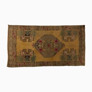 Small Vintage Bohemian Yellow Rug