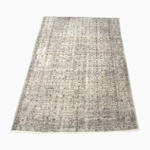 Türkischer Verblasst Grau Handgeknüpfter Teppich