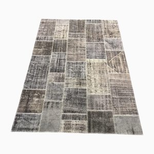 Türkischer Vintage Patchwork Teppich in Grau
