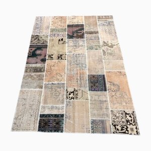 Türkischer Vintage Patchwork Teppich in Beige