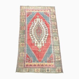 Vintage Turkish Wool Faded Hand Knotted Oushak Rug