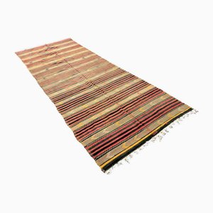 Large Turkish Ethnic Handmade Wool Striped Kilim Runner Rug