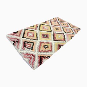 Türkischer Vintage Aztekischer Nomadischer Zig Zag Teppich