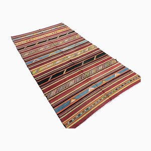 Tappeto Kilim vintage eclettico colorato fatto a mano, Turchia