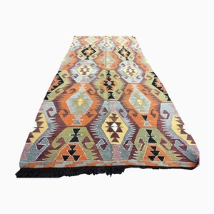Antique Turkish Eclectic Colorful Handmade Nomadic Floor Kilim Rug