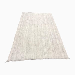 Tapis Kilim Vintage en Laine Blanche