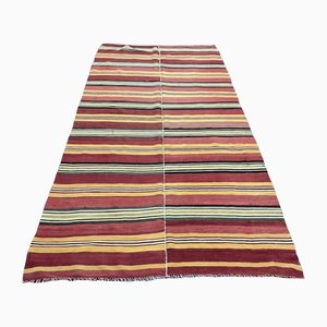 Tapis Kilim en Laine à Rayures Fait à la Main, Turquie