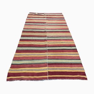 Turkish Handmade Wool Striped Nomadic Kilim Rug