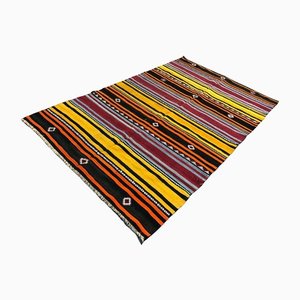 Vintage Turkish Colorful Stripe Kilim Rug