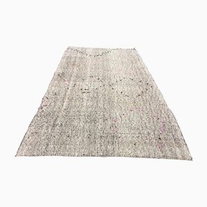 Tapis Kilim Vintage avec Pompon Blanc