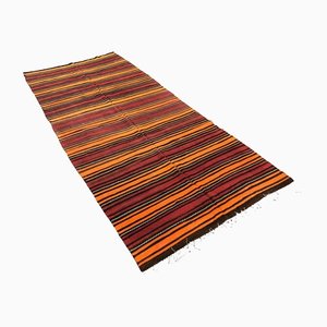 Grand Tapis Kilim Fait Main Orange Foncé