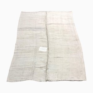 Alfombra Kilim turca de cáñamo blanco