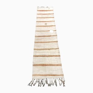 Long Tapis de Couloir Kilim en Chanvre Rayé, Turquie