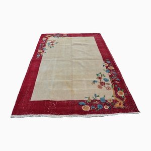 Red and Beige Oushak Rug