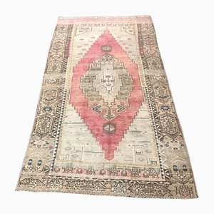 Turkish Faded Red-Gray Medallion Rug