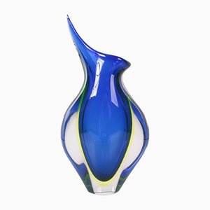 Blaue Vintage Vintage Vase aus Muranoglas, 1960er