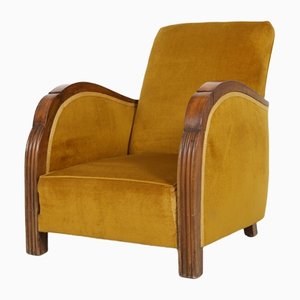 Art Deco Sessel in Senfgelb