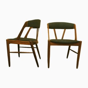 Danish Teak Curved Back Chairs, 1960s, Set of 2