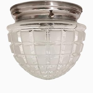Small Art Deco Frosted Glass Flush Mount Fixture Lamp