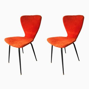 Set of Faux Fur Side Chairs, 1950s
