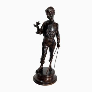 Garçon à la toupie, Fin du 19ème Siècle, Sculpture en Bronze