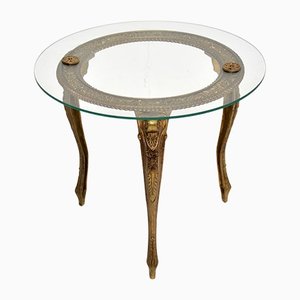 French Brass & Glass Coffee Side Table, 1930ss