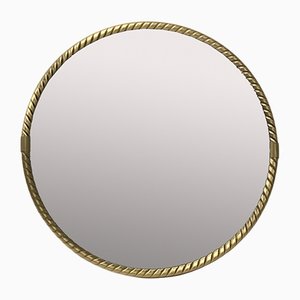 Vintage French Brass Rope Mirror, 1980s