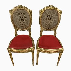 Louis XVI Stühle aus goldenem Holz, 1900er, 2er Set