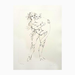 Leonor Fini, The Cat and the Woman, 1986, Lithographie