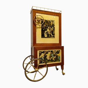Italian Bar Cabinet Cart on Wheels by Aldo Tura, 1960s