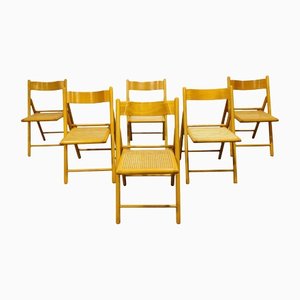 Vintage Rattan Folding Chairs, 1960s, Set of 6