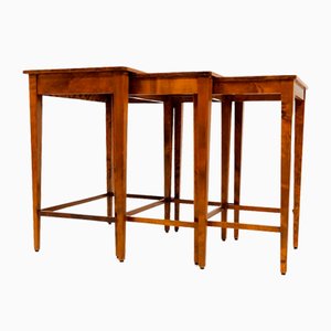 Art Deco Mahogany & Stained Birch Nesting Tables from NK Sweden, 1940s, Set of 3
