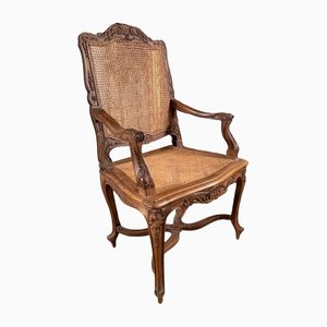 Antique French Louis XV Cane Elbow Chair