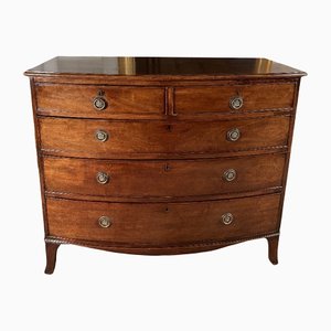 Early Georgian Regency Antique Mahogany Bow Front Chest of Drawers