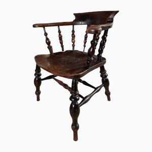 Early Antique Elm Elbow Captains Chair