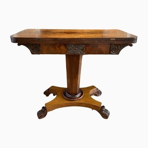 Antique William IV Flame Mahogany Table Console Card Table